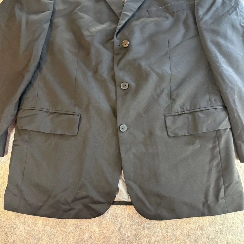 Oscar de la Renta Blazer 44R W38 Black 3-Button 100% WOOL Professional Suit Jack